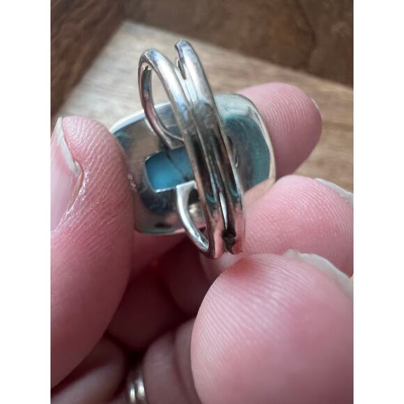 Sterling Silver Cotton Candy Turquoise Ring Pink Blue Size 5.75 6g Boho Jewelry - Picture 9 of 10